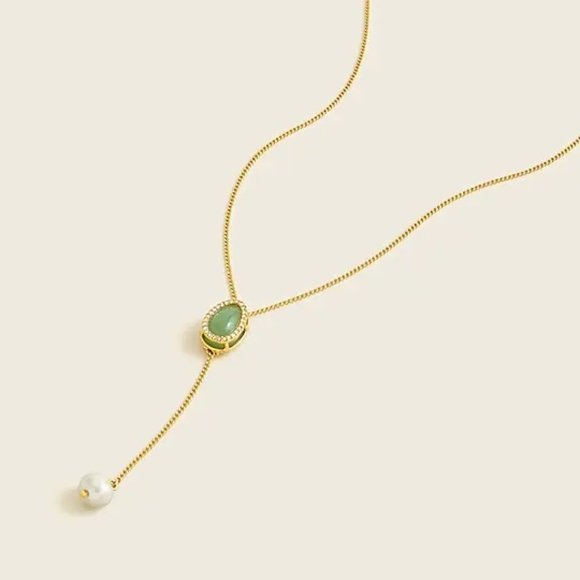 J. Crew Jewelry - J. Crew Gold-plated Stone and Freshwater Pearl Drop Necklace
